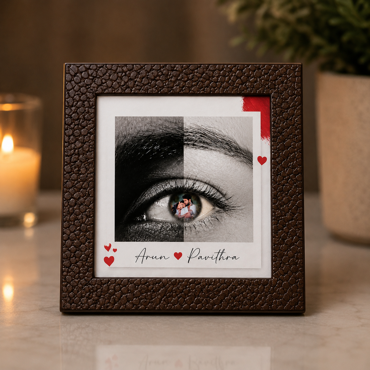 Couple eye Mini frame( Eye 👁️Iris inside Photo) 4*4 inch