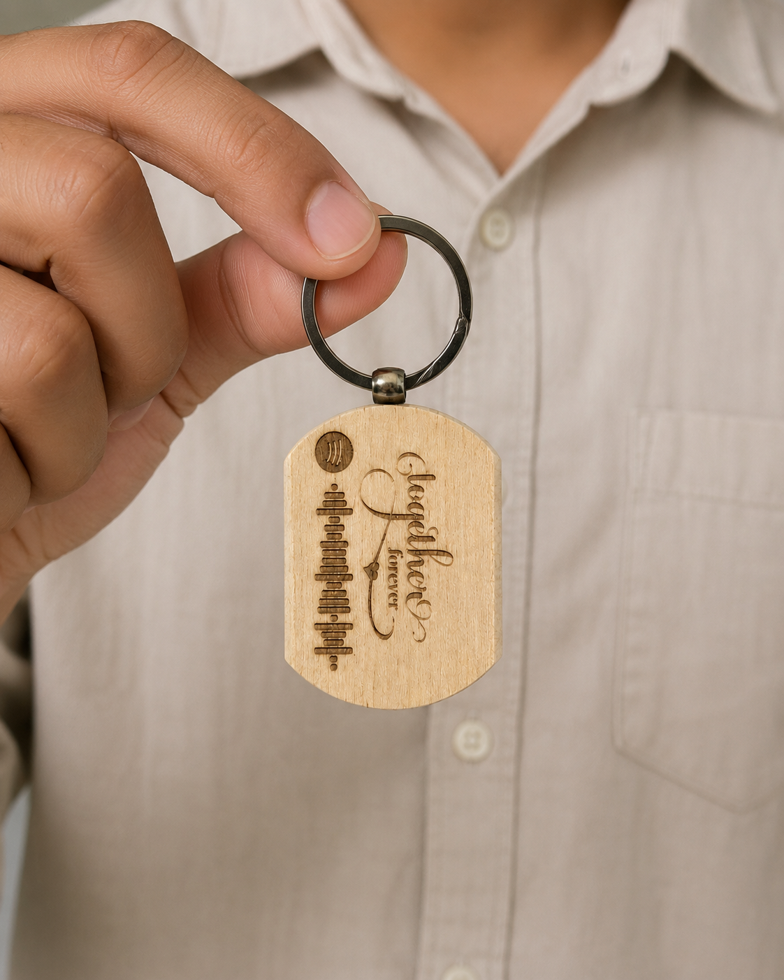 Spotify Couple Photo Engraving Keychain